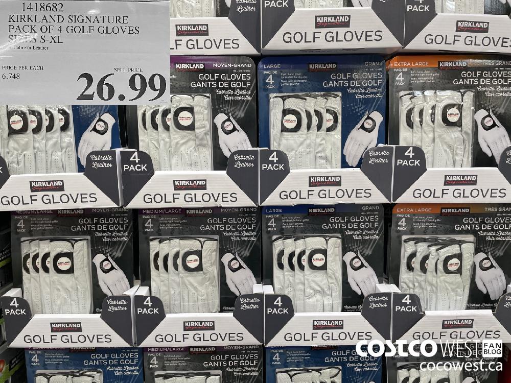 1418682 KIRKLAND SIGNATURE PACK OF 4 GOLF GLOVES SIZES S-XL $26.99
