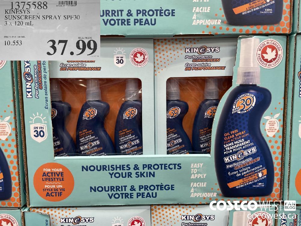 1375588 KINESYS SUNSCREEN SPRAY SPF30 3 x 120 mL $37.99