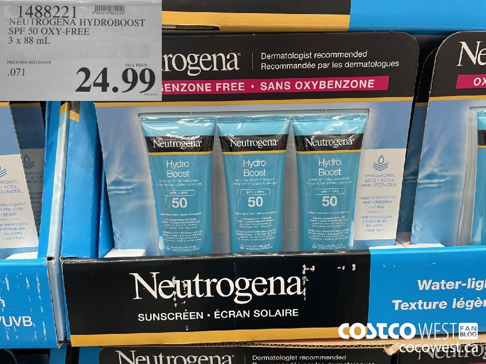 1488221 NEUTROGENA HYDROBOOST SPF 50 OXY-FREE 3 x 88 mL $24.99