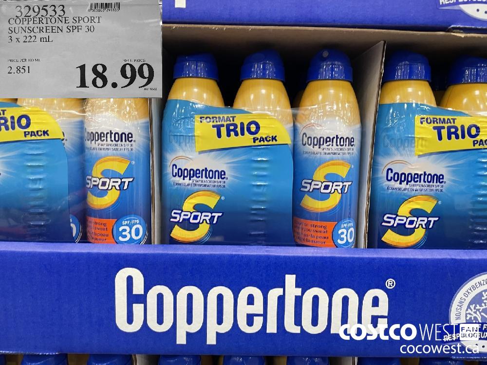 329533 COPPERTONE SPORT SUNSCREEN SPF 30 3 x 222 mL $18.99
