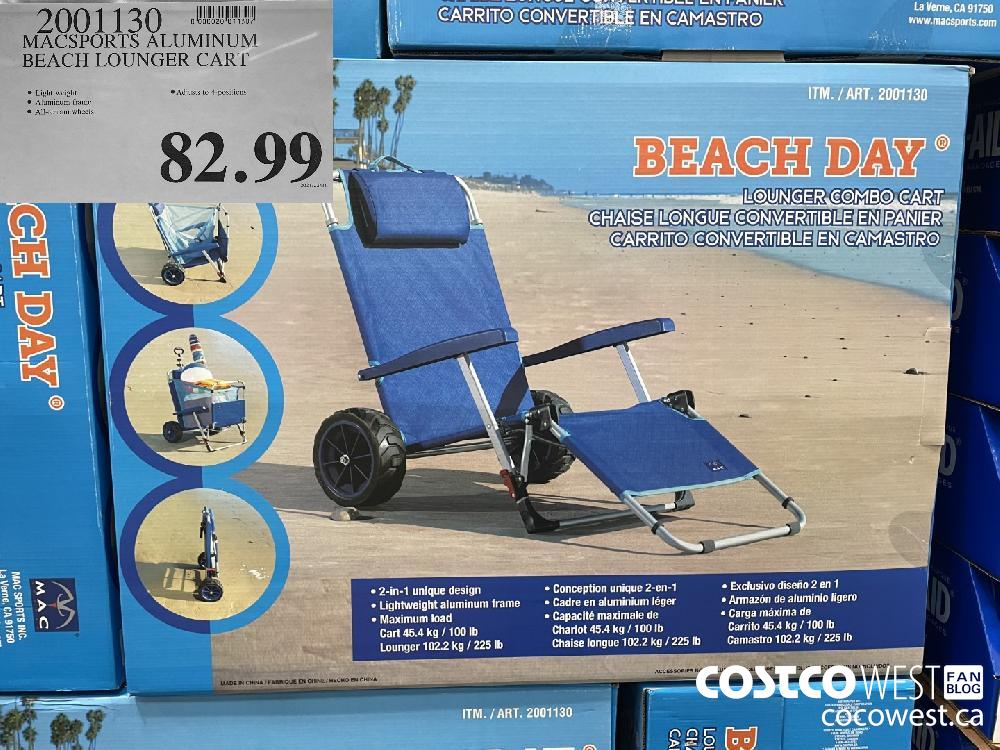 2001130 MACSPORTS ALUMINUM BEACH LOUNGER CART $82.99