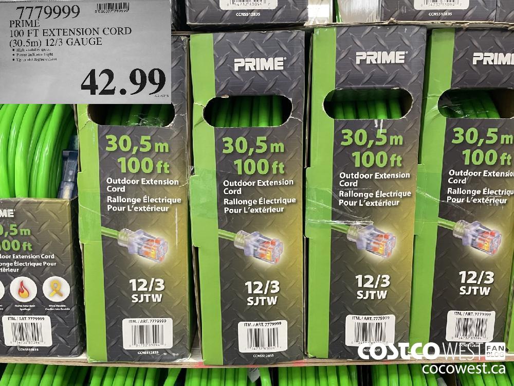 7779999 PRIME 100 FT EXTENSION CORD (30.5m) 12/3 GAUGE $42.99