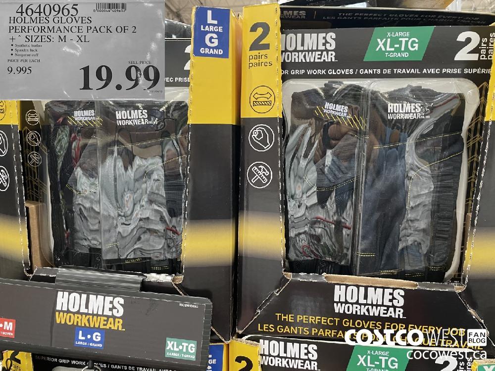 4640965 HOLMES GLOVES PERFORMANCE PACK OF 2 SIZES M-XL $19.99