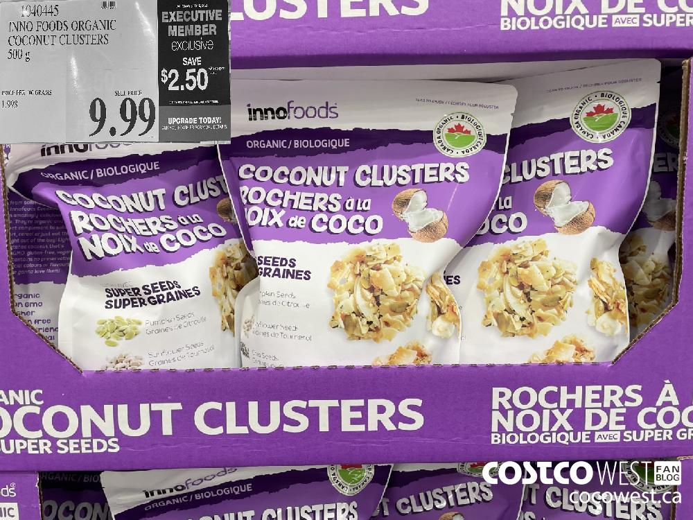 1040445 INNO FOODS ORGANIC COCONUT CLUSTERS 500 g ($2.50 INSTANT SAVINGS EXPIRES ON 2021-05-16) $9.99