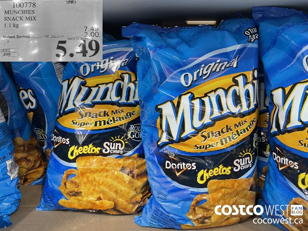 100778 MUNCHIES SNACK MIX 1.1 kg ($2.00 INSTANT SAVINGS EXPIRES ON 2021-05-30) $5.49