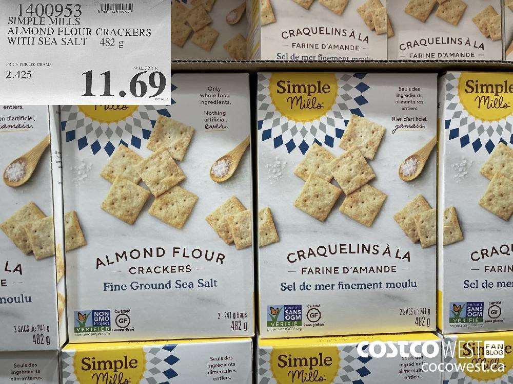 1400953 SIMPLE MILLS ALMOND FLOUR CRACKERS WITH SEA SALT 482 g $11.69