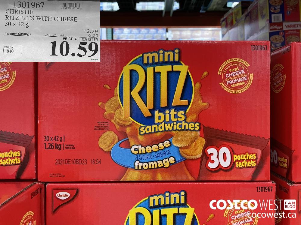 1301967 CHRISTIE RITZ BITS WITH CHEESE 30 x 42 g ($3.20 INSTANT SAVINGS EXPIRES ON 2021-05-09) $10.59