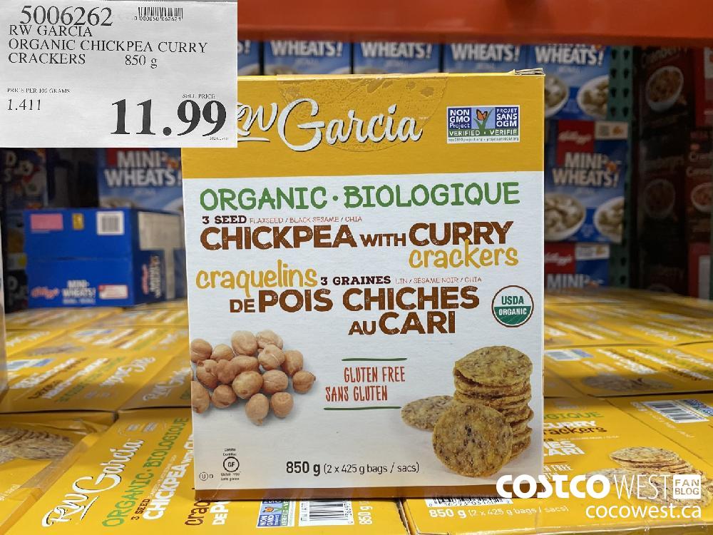 5006262 RW GARCIA ORGANIC CHICKPEA CURRY CRACKERS 850 g $11.99