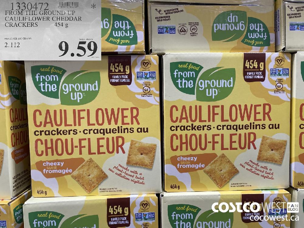 1330472 FROM THE GROUND UP CAULIFLOWER CHEDDAR CRACKERS 454g $9.59