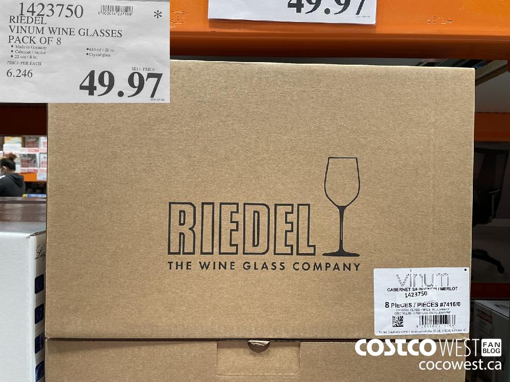 1423750 RIEDEL VINUM WINE GLASSES PACK OF 8 $49.97