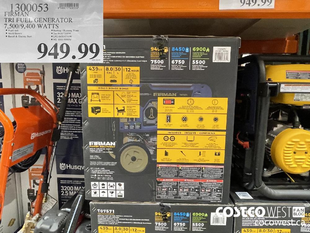 1300053 FIRMAN TRI FUEL GENERATOR 7,500 / 9,400 WATTS $949.99