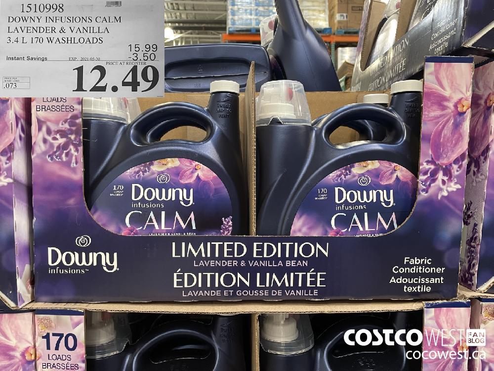 1510998 DOWNY INFUSIONS CALM LAVENDER & VANILLA 3.4 L 170 WASHLOADS ($3.50 INSTANT SAVINGS EXPIRES ON 2021-05-30) $12.49