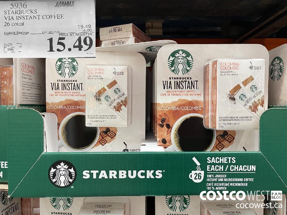 5936 STARBUCKS VIA INSTANT COFFEE 26 count ($4.00 INSTANT SAVINGS EXPIRES ON 2021-05-16) $15.49