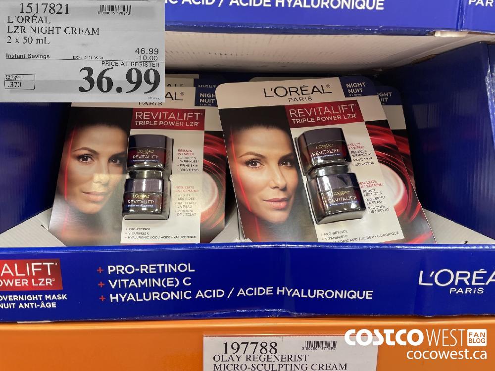 1517821 L'OREAL LZR NIGHT CREAM 2 x 50 mL ($10.00 INSTANT SAVINGS EXPIRES ON 2021-05-30) $36.99