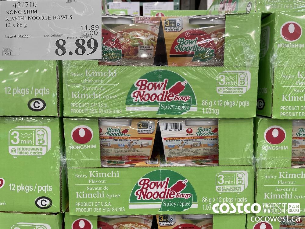 421710 NONG SHIM KIMCHI NOODLE BOWLS 12 x 86g ($3.00 INSTANT SAVINGS EXPIRES ON 2021-06-06) $8.89