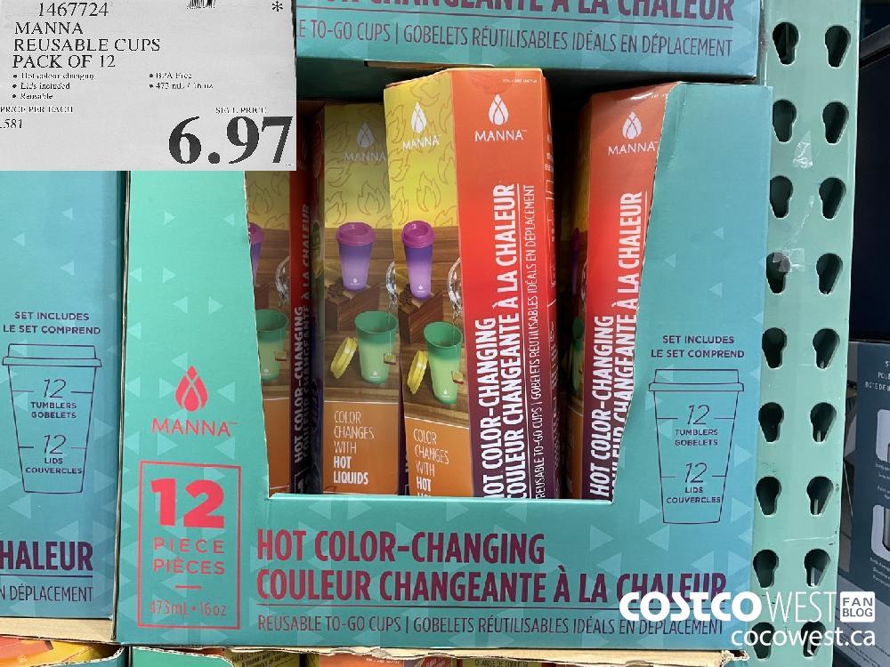 1467724 MANNA REUSABLE CUPS PACK OF 12 $6.97