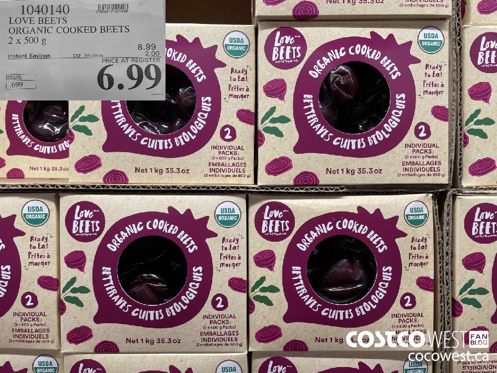 1040140 LOVE BEETS ORGANIC COOKED BEETS 2 x 500 g ($2.00 INSTANT SAVINGS EXPIRES ON 2021-06-06) $6.99