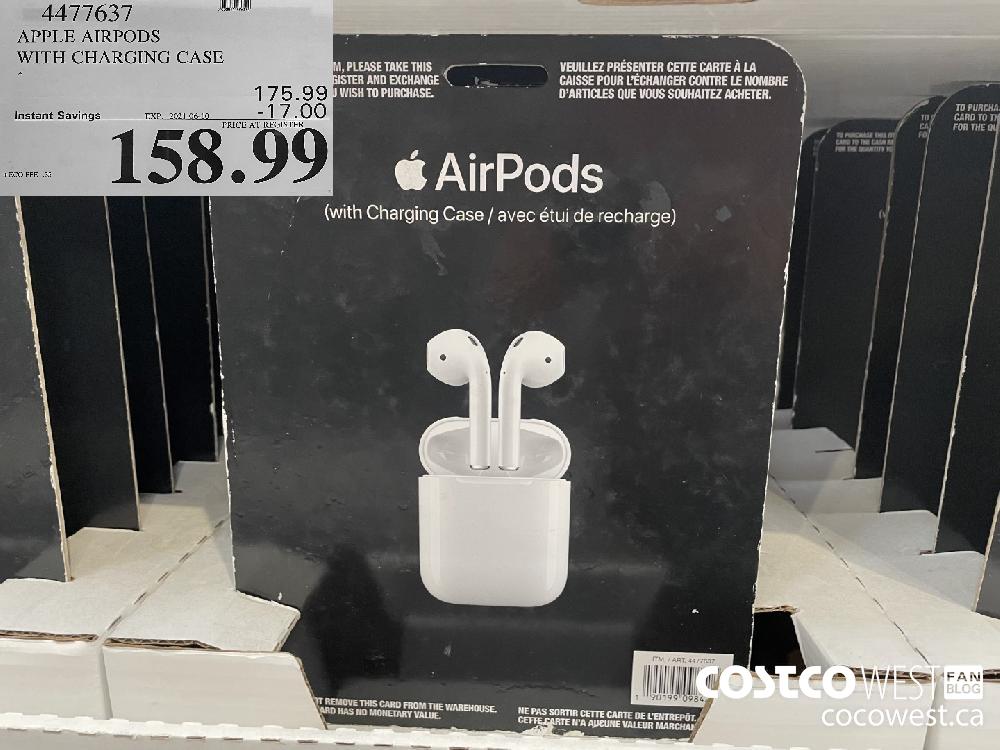 4477637 APPLE AIRPODS WITH CHARGING CASE ($17.00 INSTANT SAVINGS EXPIRES ON 2021-06-10) $158.99