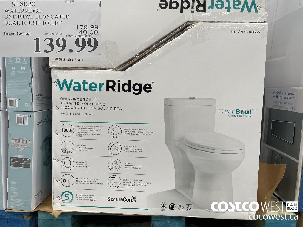 918020 WATERRIDGE ONE PIECE ELONGATED DUAL FLUSH TOILET ($40.00 INSTANT SAVINGS EXPIRES ON 2021-06-06) $139.99