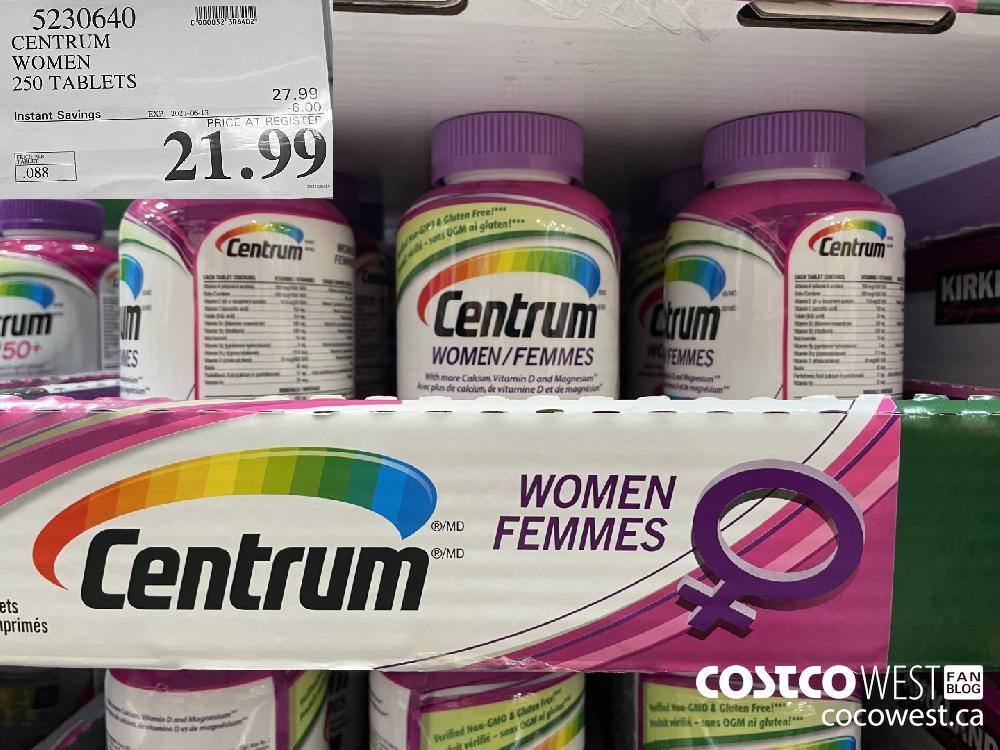 5230640 CENTRUM WOMEN 250 TABLETS ($6.00 INSTANT SAVINGS EXPIRES ON 2021-06-13) $21.99