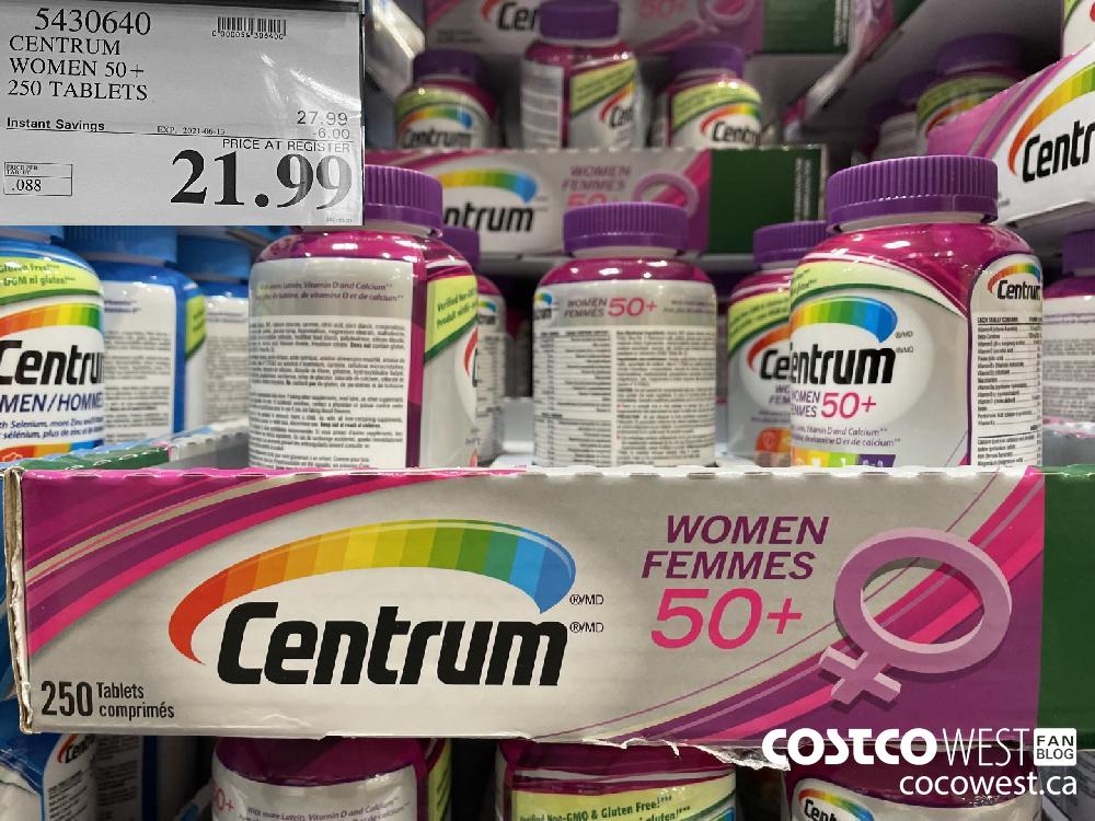 5430640 CENTRUM WOMEN 50+ 250 TABLETS ($6.00 INSTANT SAVINGS EXPIRES ON 2021-06-13) $21.99
