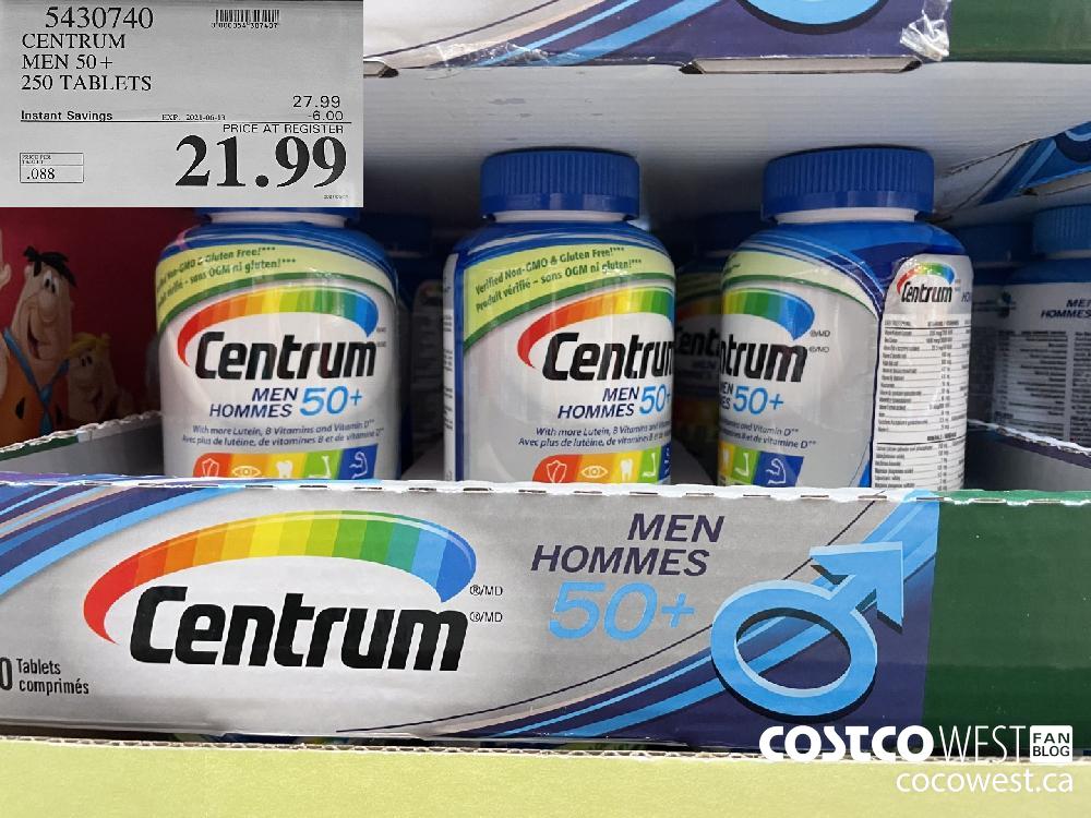 5430740 CENTRUM MEN 50+ 250 TABLETS ($6.00 INSTANT SAVINGS EXPIRES ON 2021-06-13) $27.99