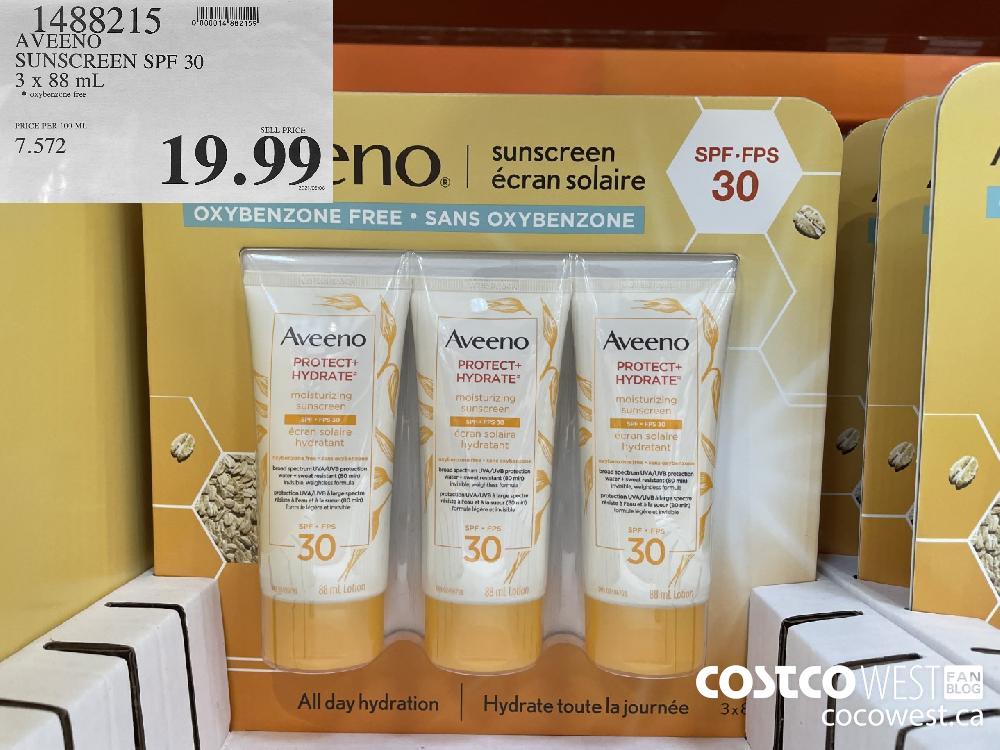 1488215 AVEENO SUNSCREEN SPF 30 3 x 88 mL $19.99
