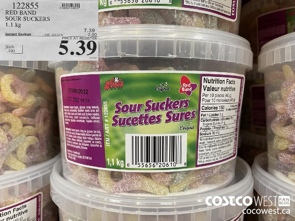 122855 RED BAND SOUR SUCKERS 1.1 kg ($2.00 INSTANT SAVINGS EXPIRES ON 2021-06-06) $5.39