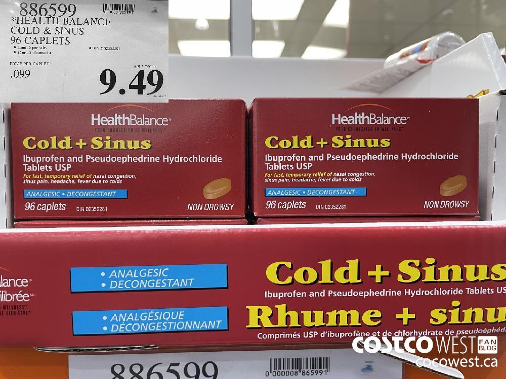 886599 HEALTH BALANCE COLD & SINUS 96 CAPLETS $9.49