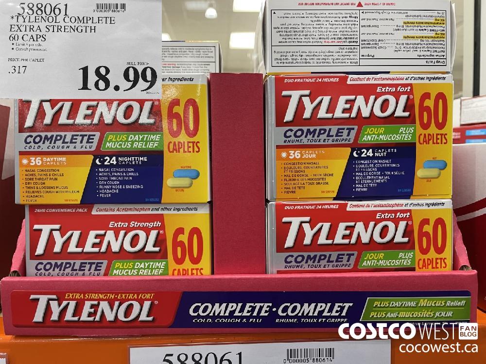 588061 TYLENOL COMPLETE EXTRA STRENGTH 60 CAPS $18.99