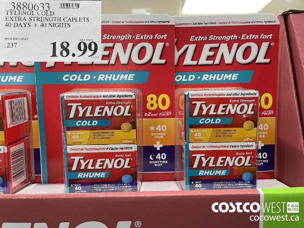 3880633 TYLENOL COLD EXTRA STRENGTH CAPLETS 40 DAYS + 40 NIGHTS $18.99