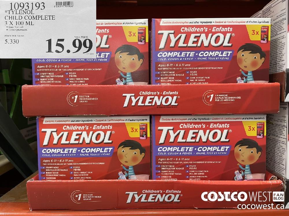 1093193 TYLENOL CHILD COMPLETE 3 x 100 ML $15.99