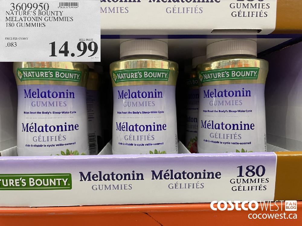 3609950 NATURE'S BOUNTY MELATONIN GUMMIES 180 GUMMIES $14.99