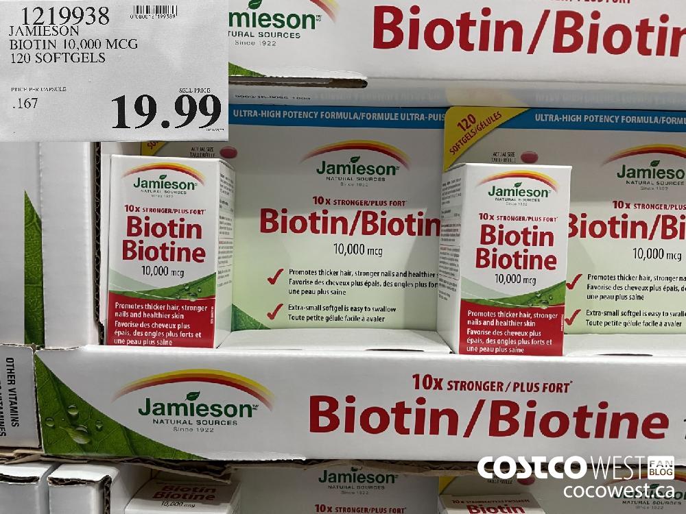 1219938 JAMIESON BIOTIN 10,000 MCG 120 SORFTGELS $19.99