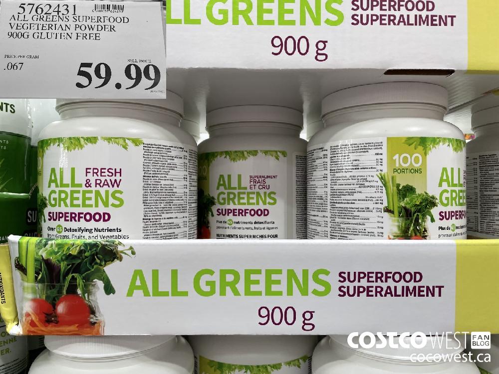 5762431 ALL GREENS SUPERFOOD VEGETERIAN POWDER 900G GLUTEN FREE $59.99