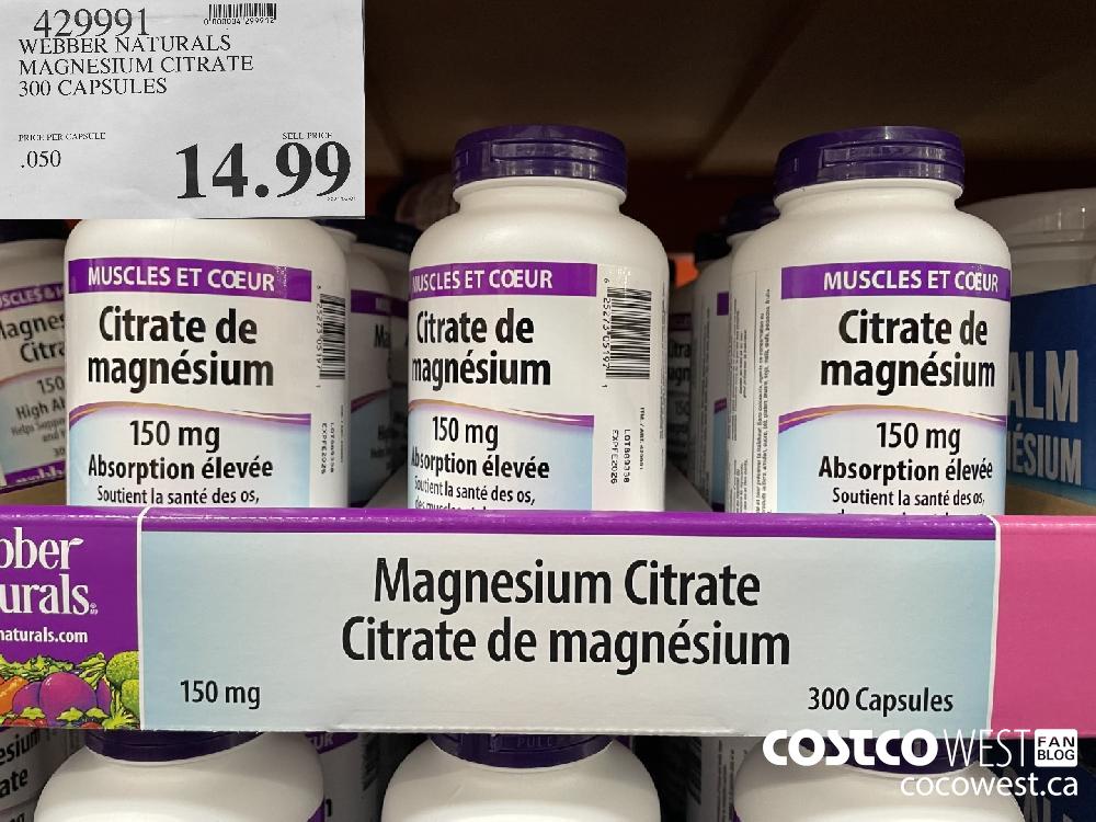 429991 WEBBER NATURALS MAGNESIUM CITRATE 300 CAPSULES $14.99