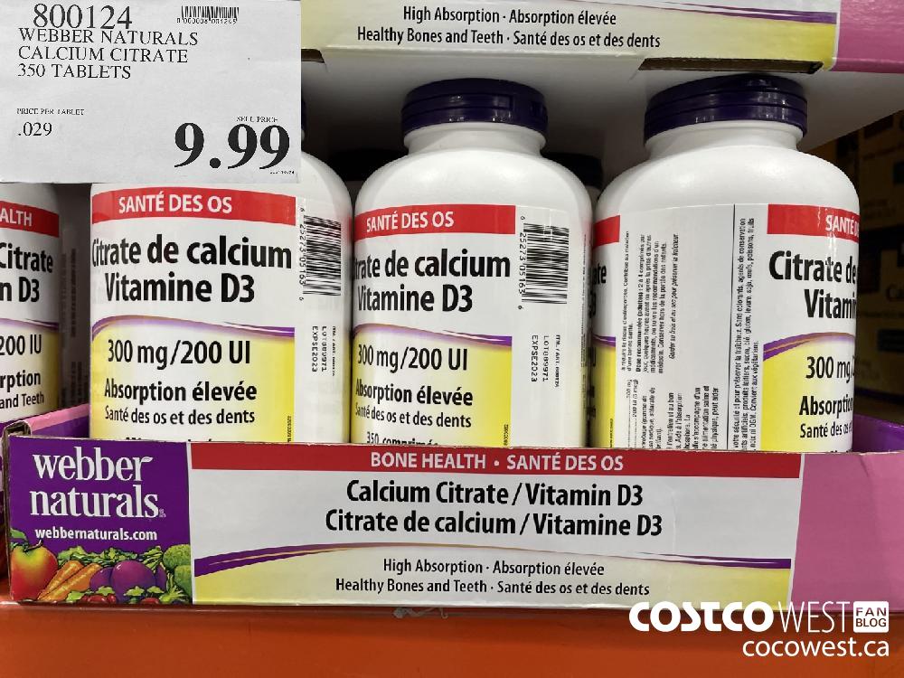 800124 WEBBER NATURALS CALCIUM CITRATE 350 TABLETS $9.99