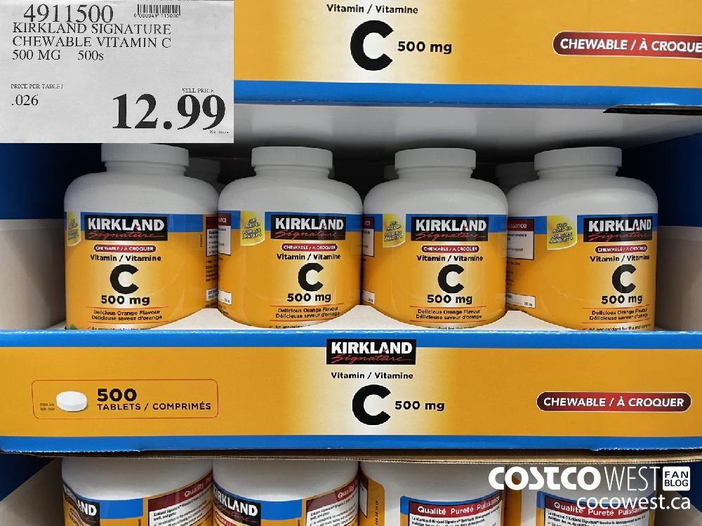 4911500 KIRKLAND SIGNATURE CHEWABLE VITAMIN C 500 MG 500s $12.99