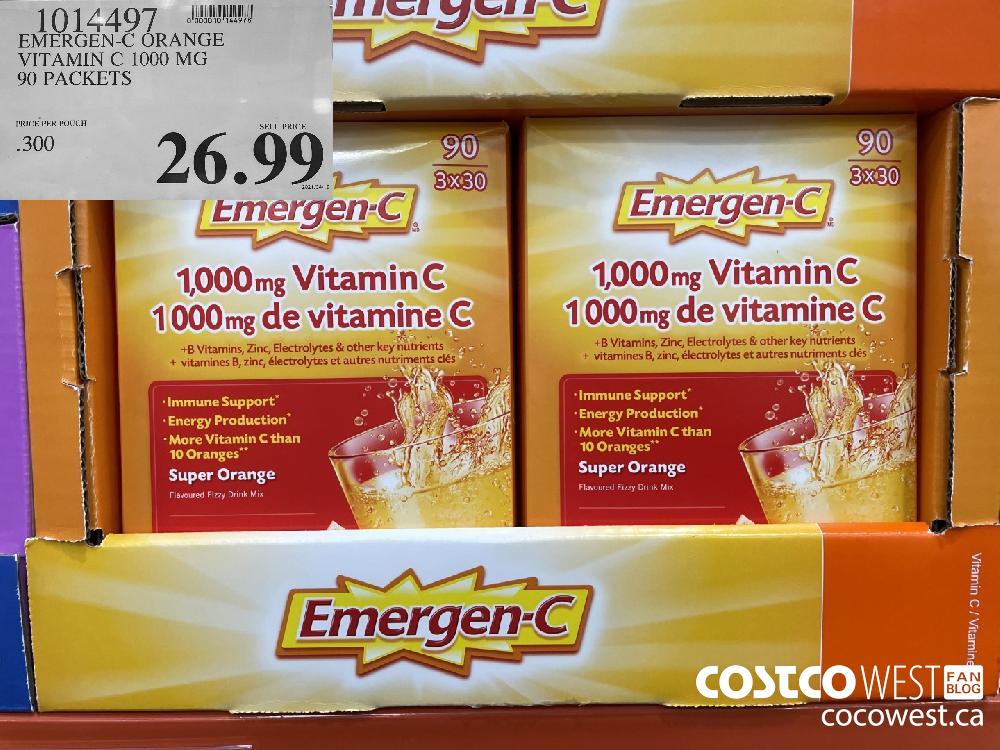 1014497 EMERGEN-C ORANGE VITAMIN C 1000 MG 90 PACKETS $26.99