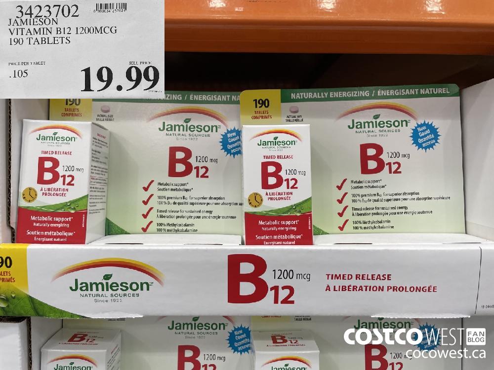 3423702 JAMIESON VITAMIN B12 1200MCG 190 TABLETS $19.99