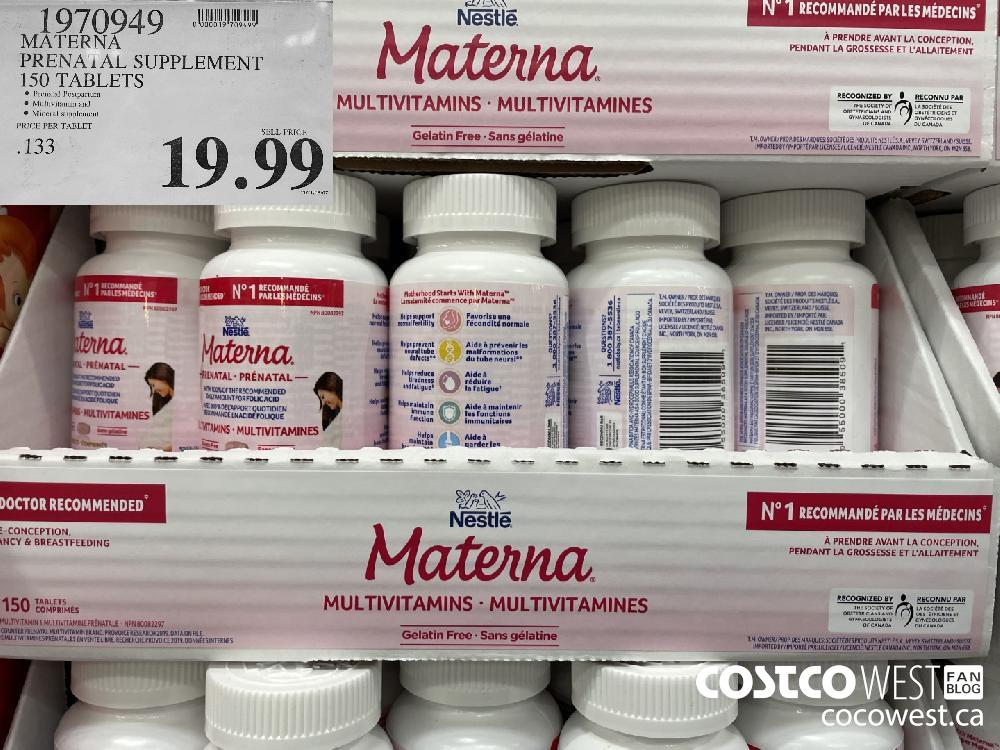 1970949 MATERNA PRENATAL SUPPLEMENT 150 TABLETS $19.99