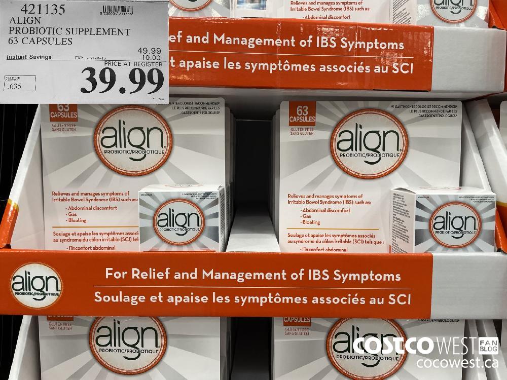 421135 ALIGN PROBIOTIC SUPPLEMENT 63 CAPSULES ($10.00 INSTANT SAVINGS EXPIRES ON 2021-06-13) $39.99