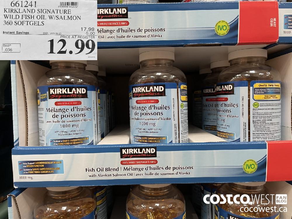 661241 KIRKLAND SIGNATURE WILD FISH OIL W/SALMON 360 SOFTGELS ($5.00 INSTANT SAVINGS EXPIRES ON 2021-06-13) $12.99