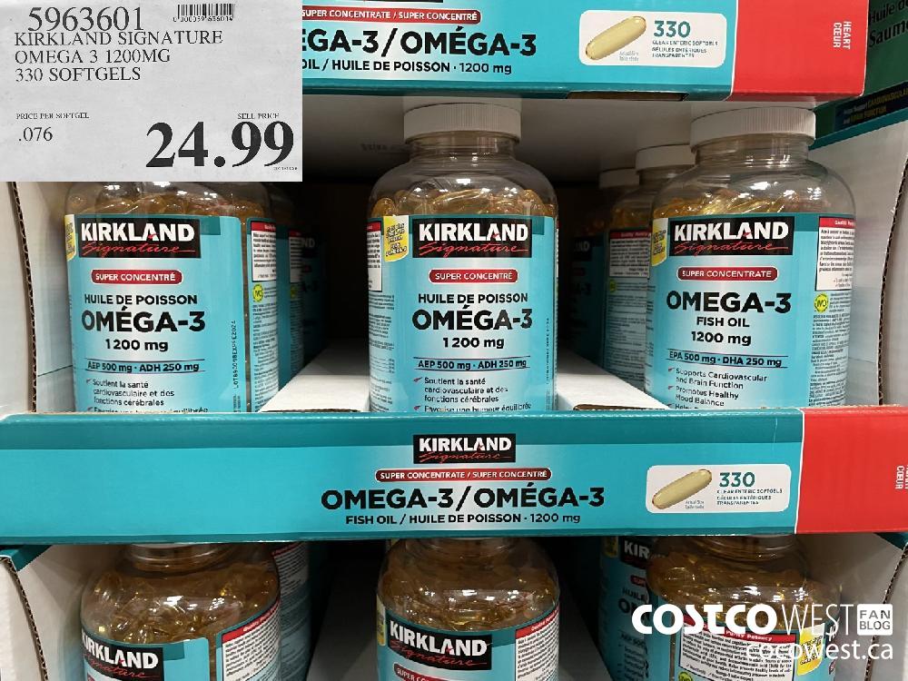 5963601 KIRKLAND SIGNATURE OMEGA 3 1200MG 330 SOFTGELS $24.99