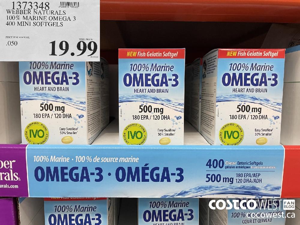 1373348 WEBBER NATURALS 100% MARINE OMEGA 3 400 MINI SOFTGELS $19.99