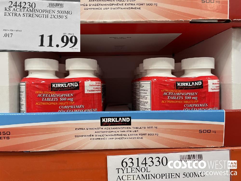 244730 KS ACETAMINOPHEN 500 mg EXTRA STRENGTH 2 x 350's $11.99