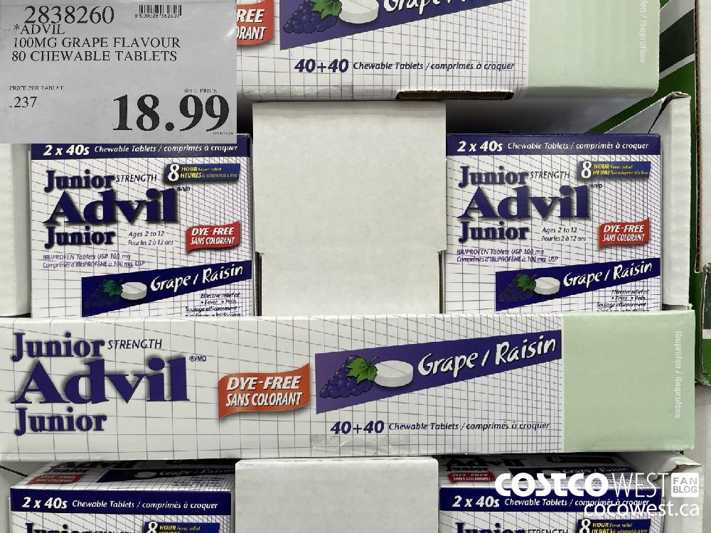 2838260 ADVIL 100MG GRAPE FLAVOUR 80 CHEWABLE TABLETS $18.99