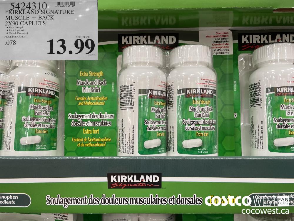 5424310 KIRKLAND SIGNATURE MUSCLE + BACK 2X90 CAPLETS $13.99