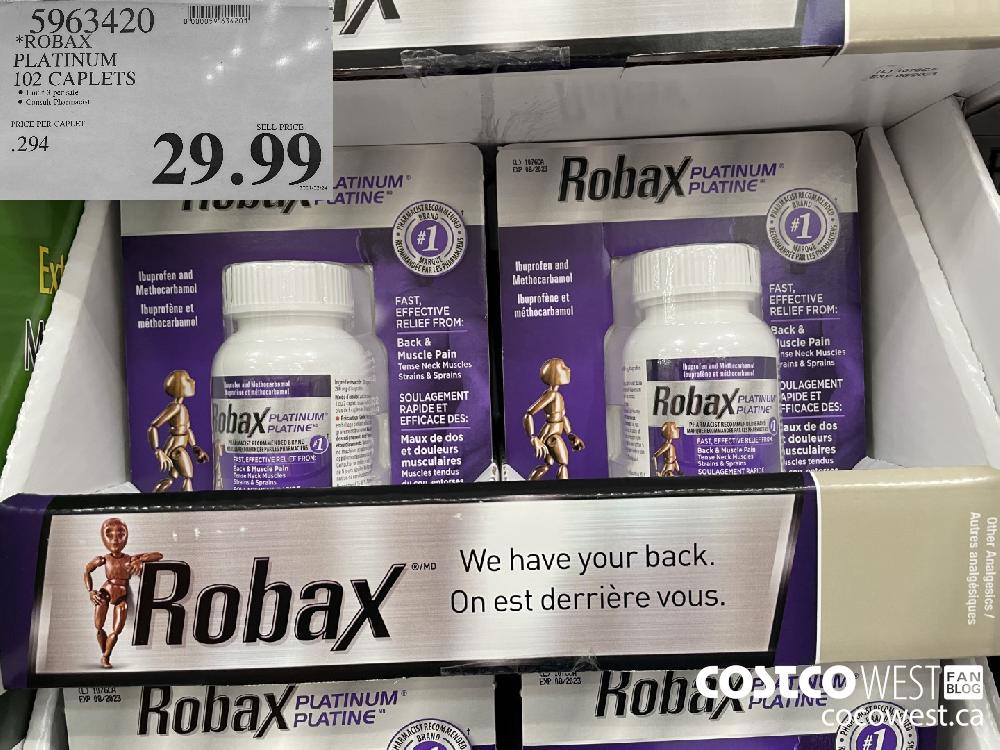 5963420 ROBAX PLATINUM 102 CAPLETS $29.99