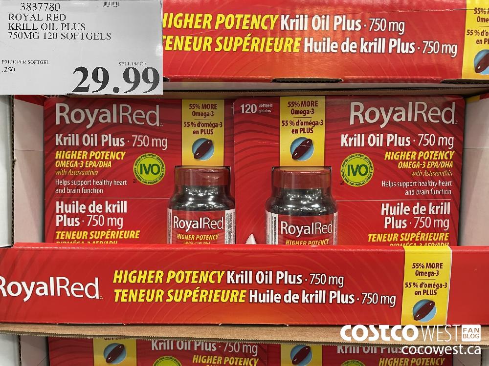 3837780 ROYAL RED KRILL OIL PLUS 750OMG 120 SOFTGELS $29.99